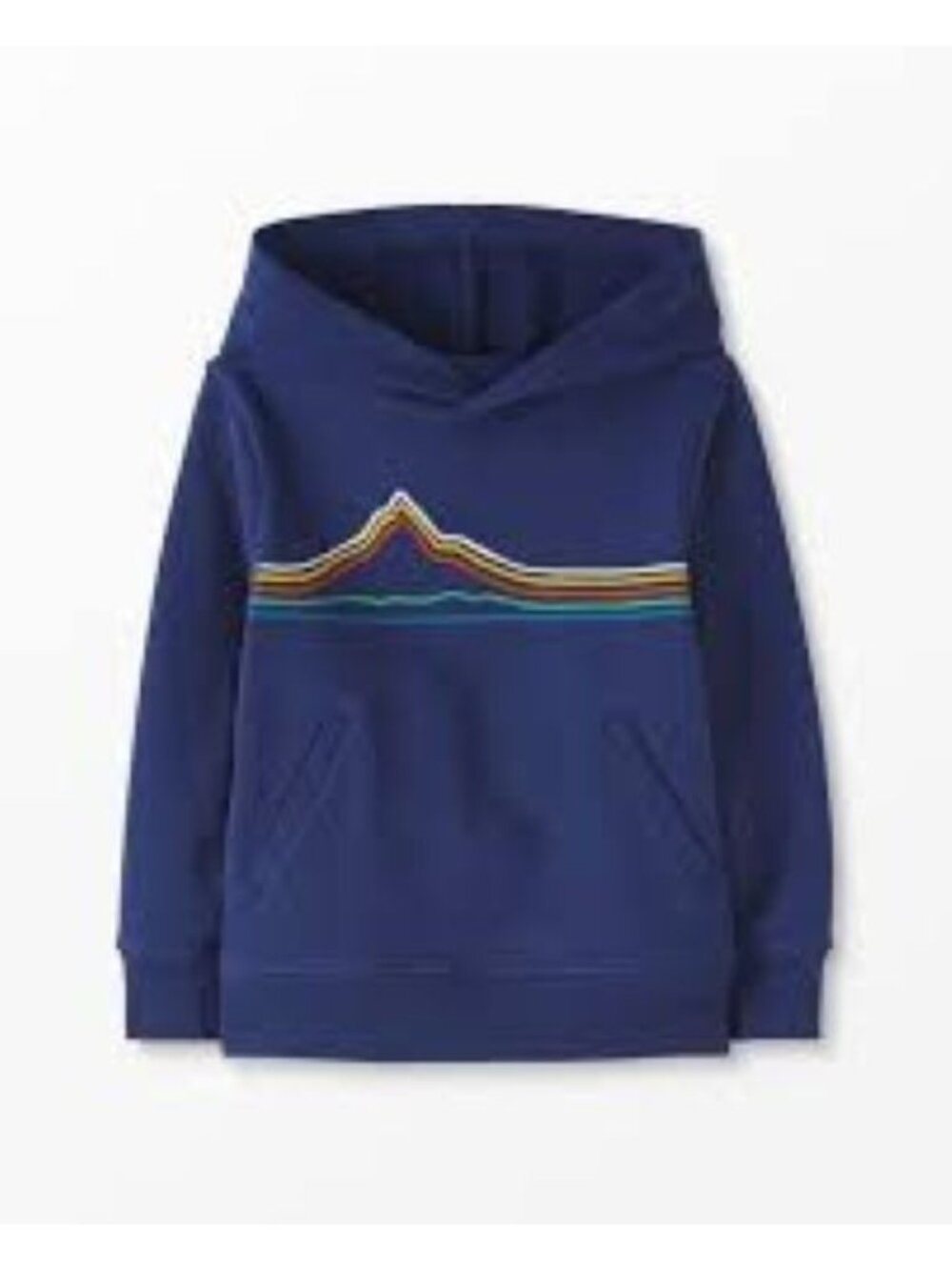 Hanna Andersson Blue French Terry Hoodie 2T Pull Over Rainbow Mountain Graphic